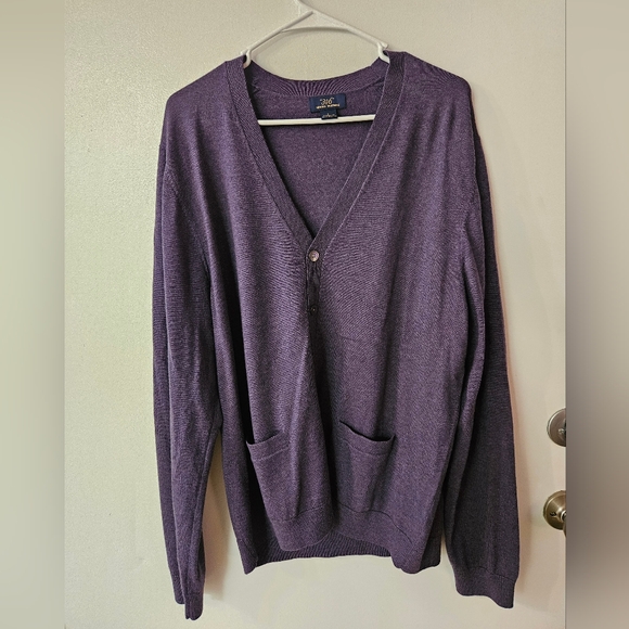 Brooks Brothers Other - 346 Brooks Brothers Purple V-Neck Cardigan Sweater - Merino Wool